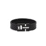 Meander Leather Bracelet and Stainless Steel — Black with Black Clasp
