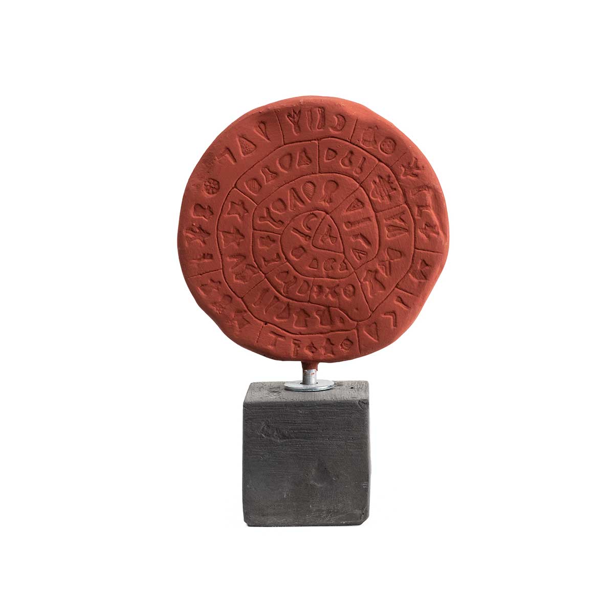 Phaistos Disc Sculpture Inspired by Minoan Civilization — Brown
