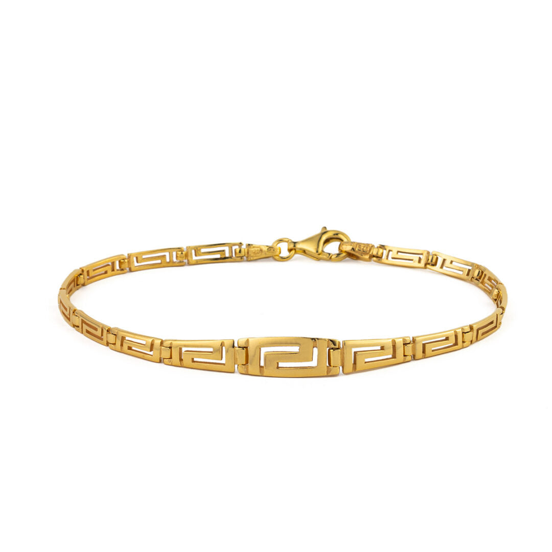 Greca Link Bracelet in Sterling Silver and Gold Plated