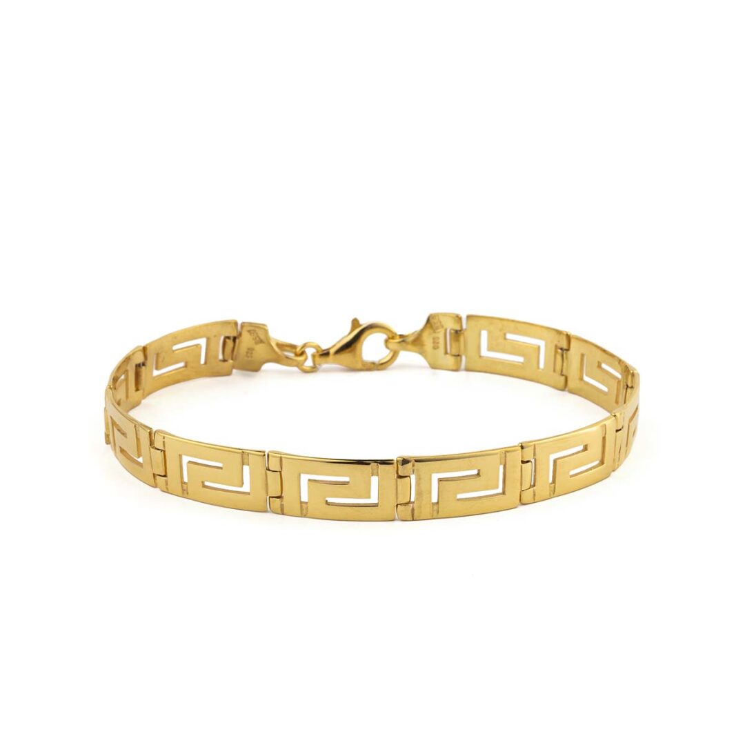 Greek Key Link Bracelet – Sterling Silver and Gold Plated