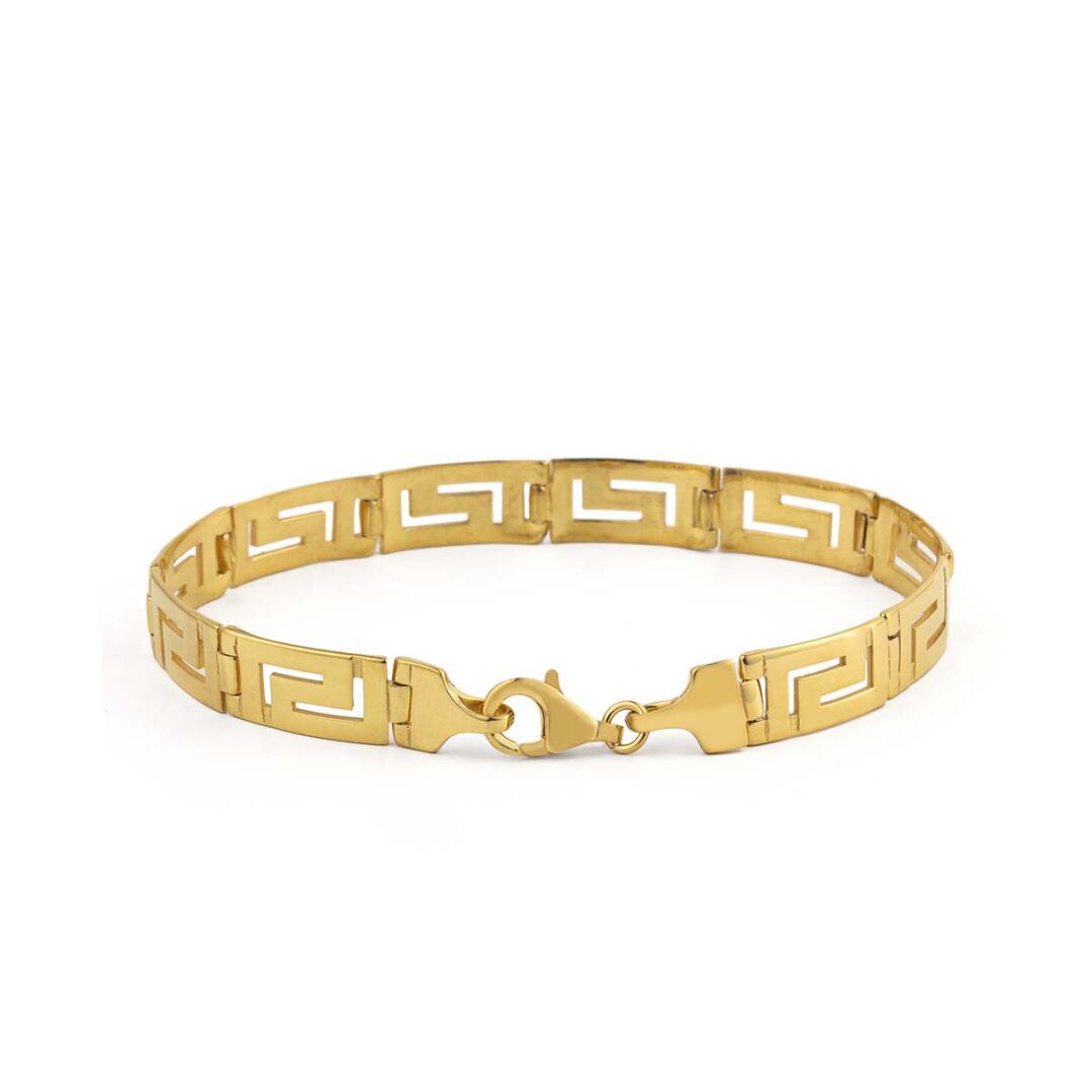 Greek Key Link Bracelet – Sterling Silver and Gold Plated