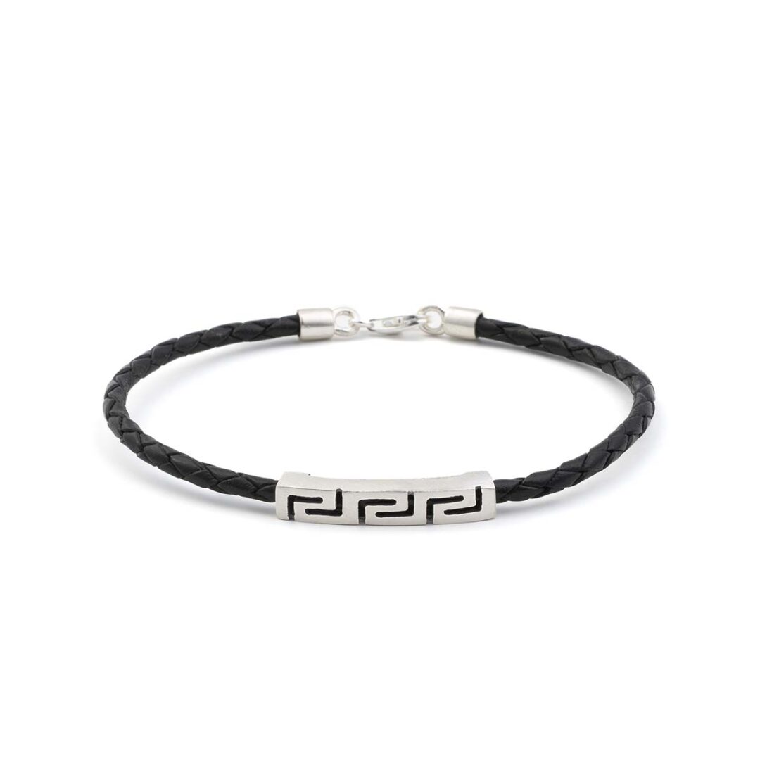 Meander Thin Caoutsouk Bracelet - 925 Sterling Silver