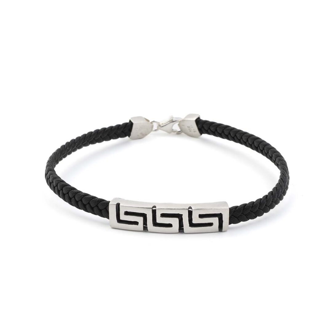 Meandros Leather Bracelet - Sterling Silver