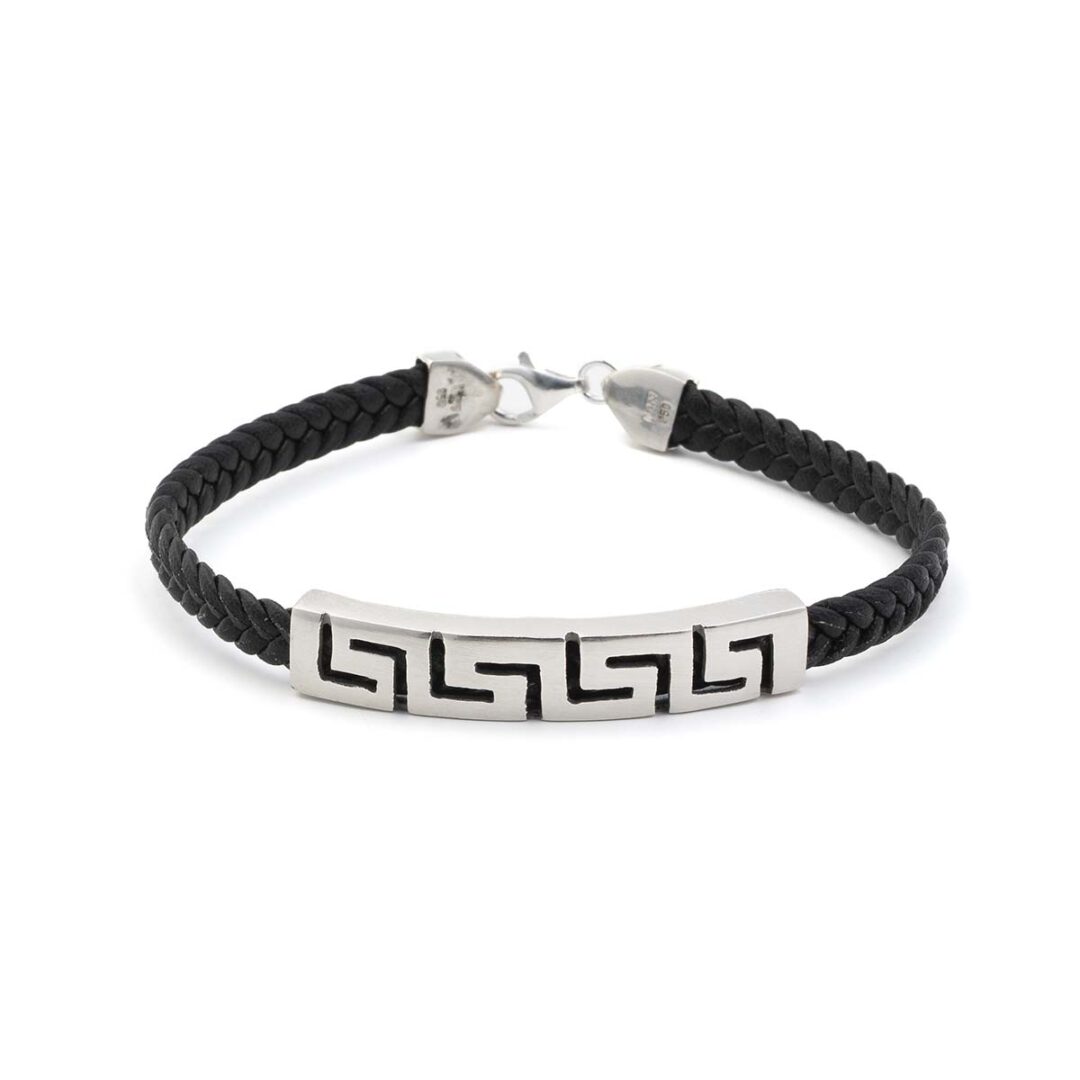 Meandros Leather Bracelet - Sterling Silver