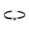 Evil Eye Rubber Bracelet - Sterling Silver — Blue
