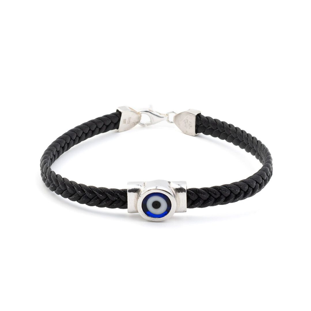 Eye Leather Bracelet - Sterling Silver