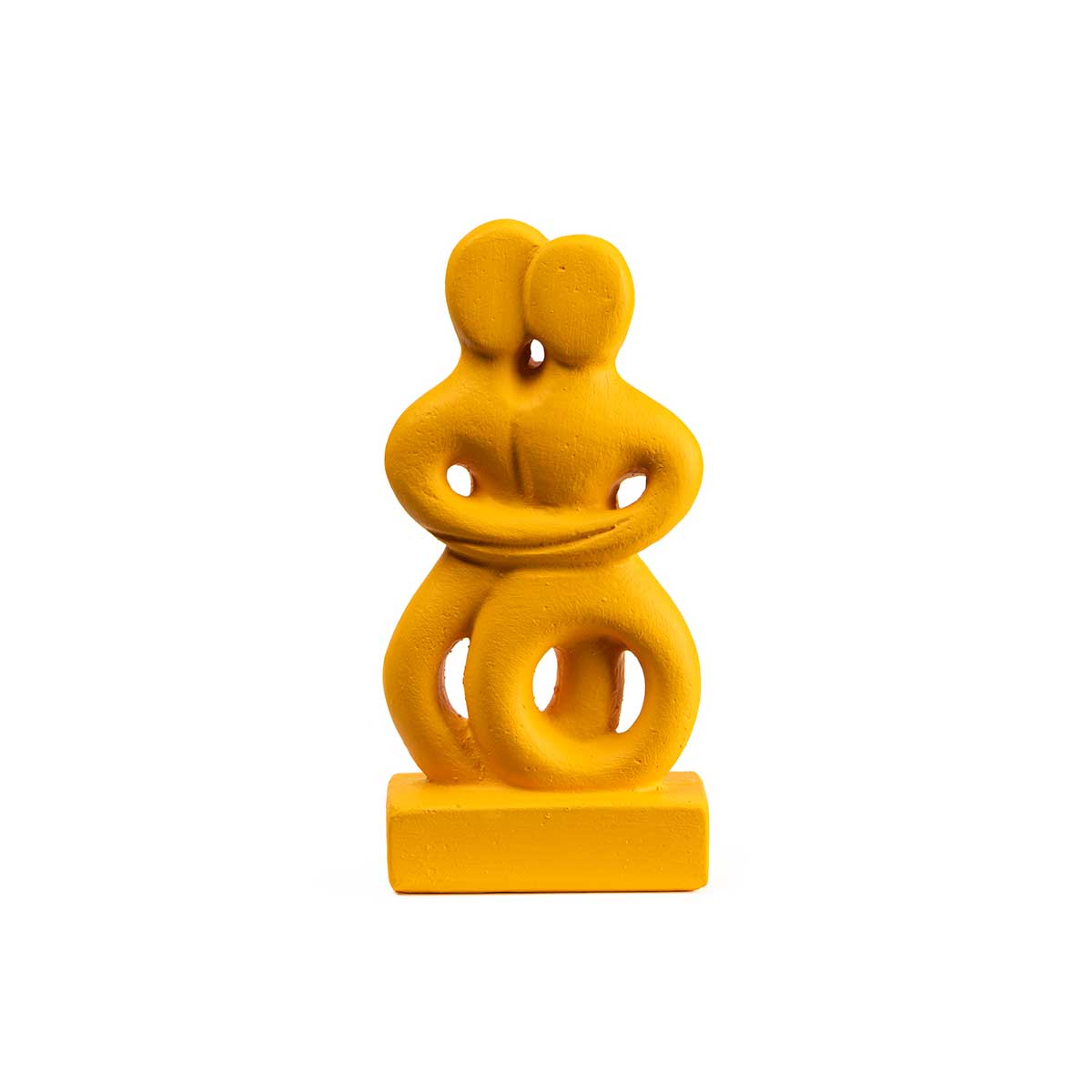 Twin Figurines – Cycladic Art Inspired Sculpture Set — Yellow