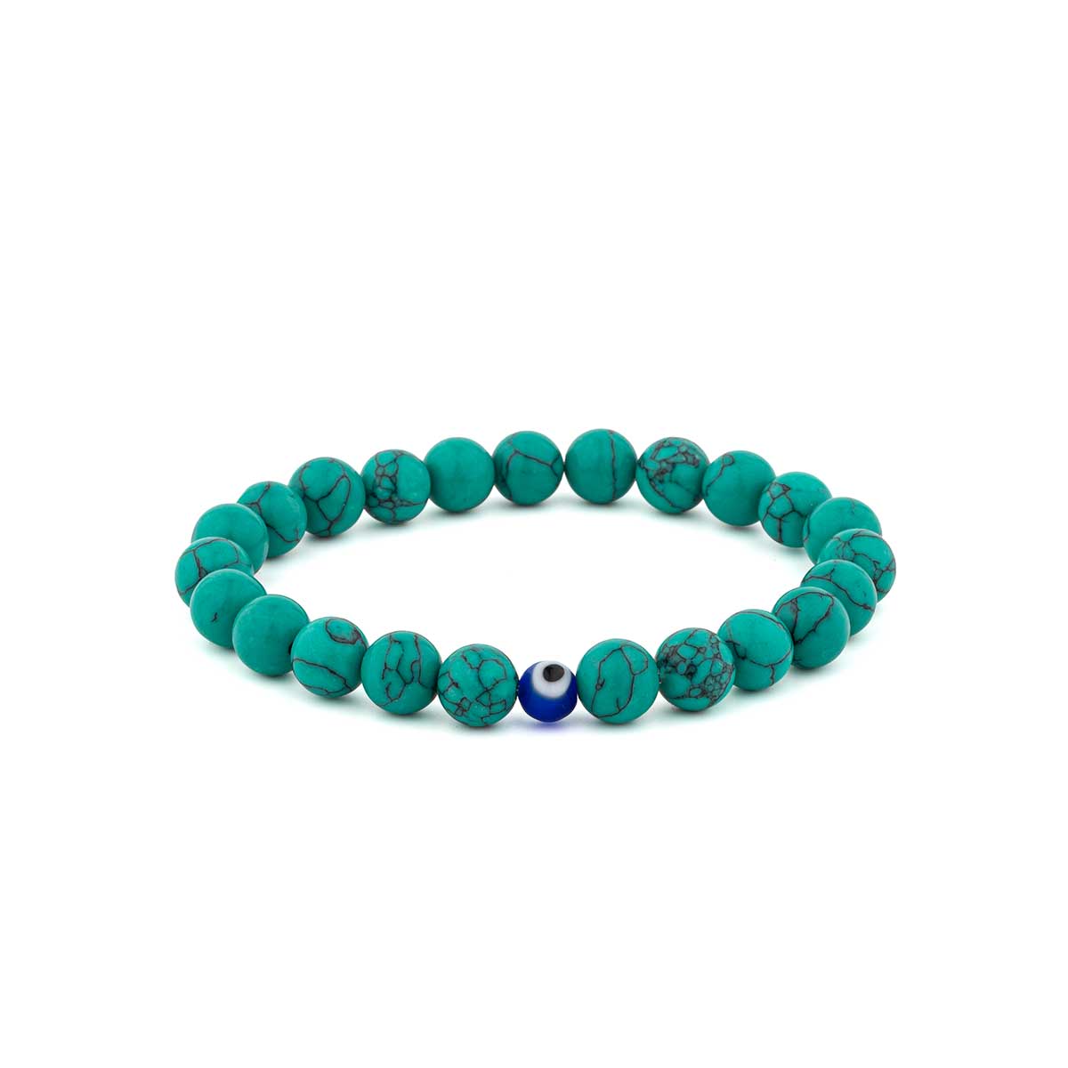 Unisex Gemstone Bracelet with Evil Eye Charm