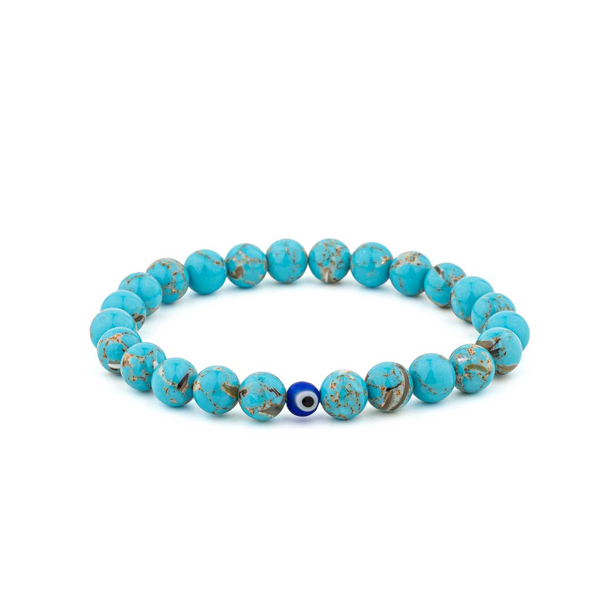 Unisex Gemstone Bracelet with Evil Eye Charm
