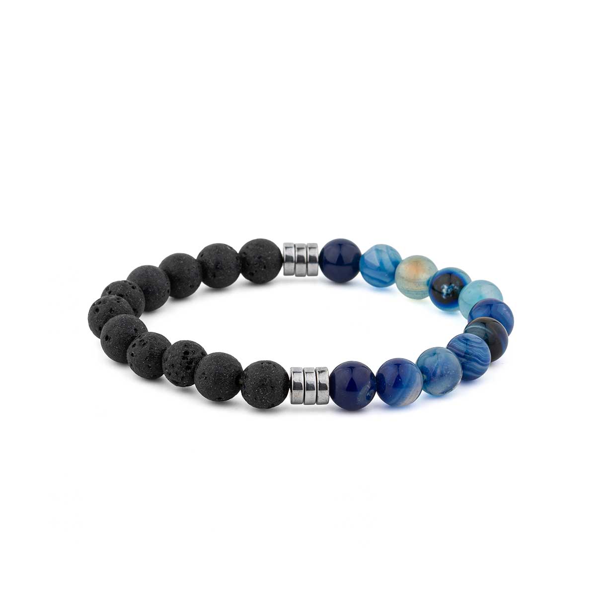 Elastic Hematite and Gemstone Beaded Bracelet