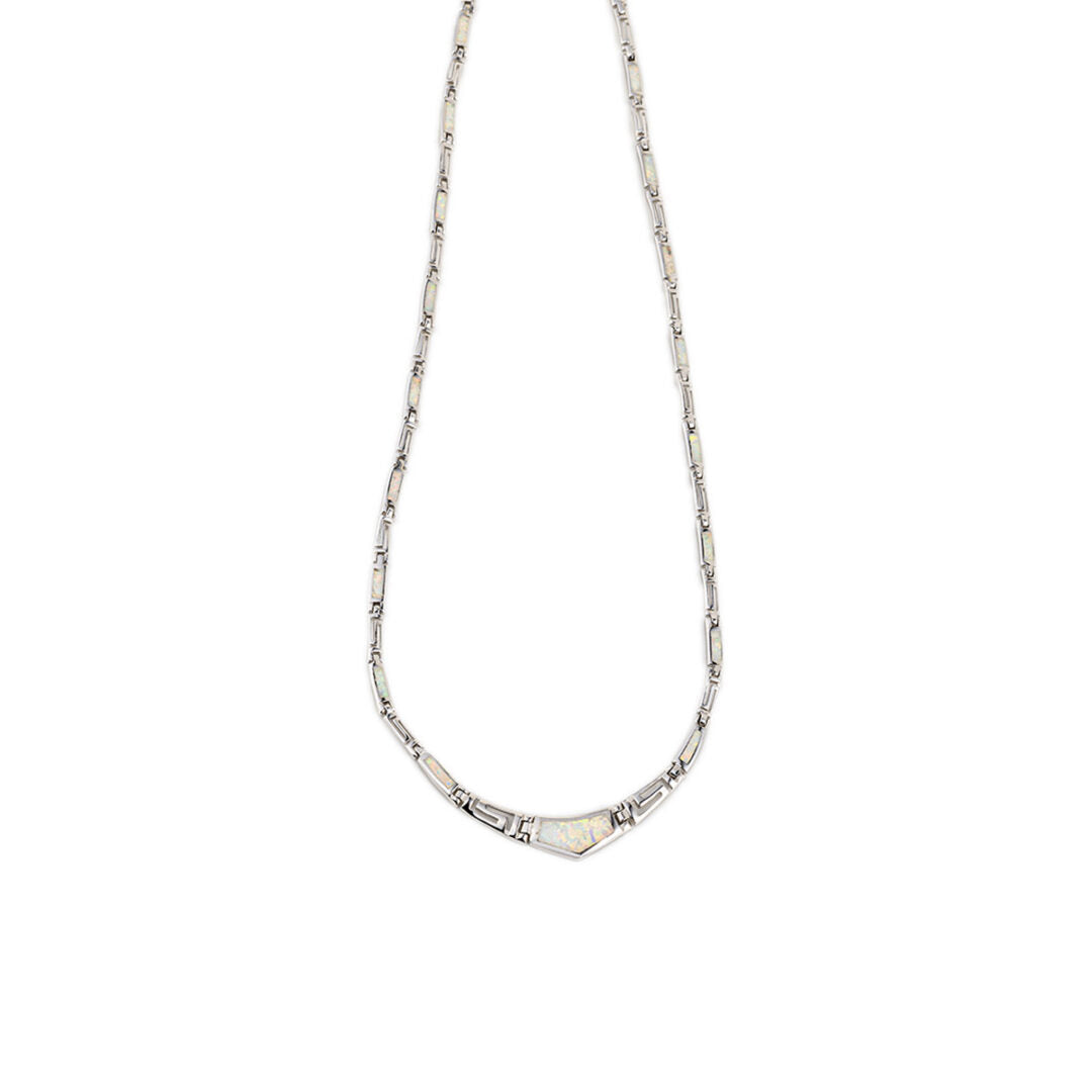 White Opal Meander Necklace - Sterling Silver