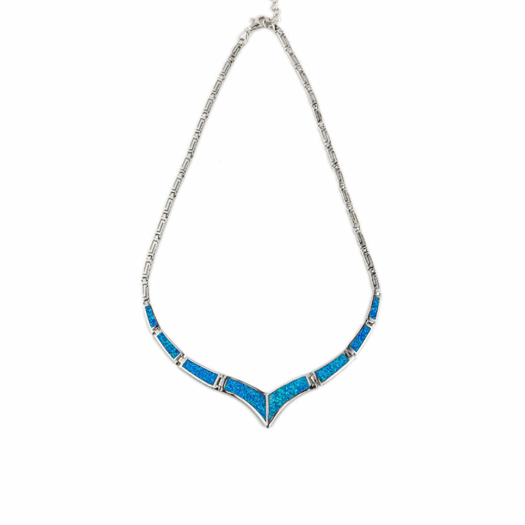 Meander - Blue opal silver necklace