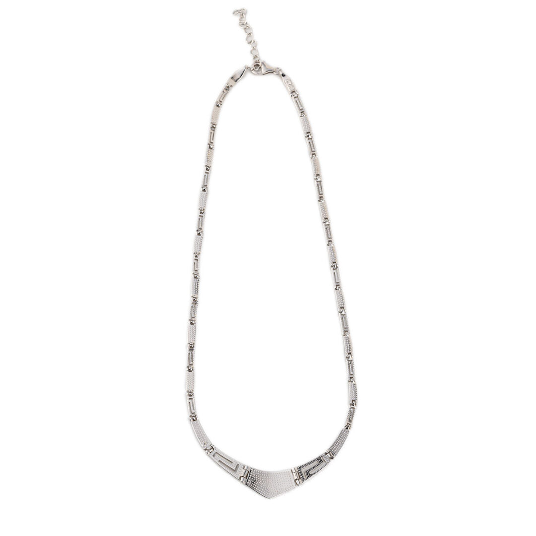 Blue Opal Greek Key Necklace - Sterling Silver