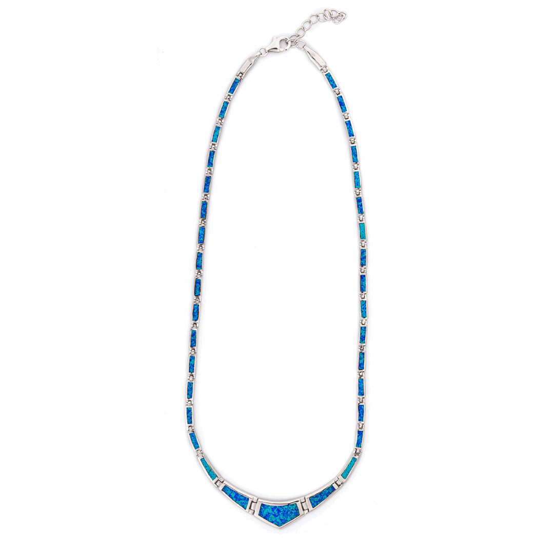 Blue Opal Necklace - Sterling Silver