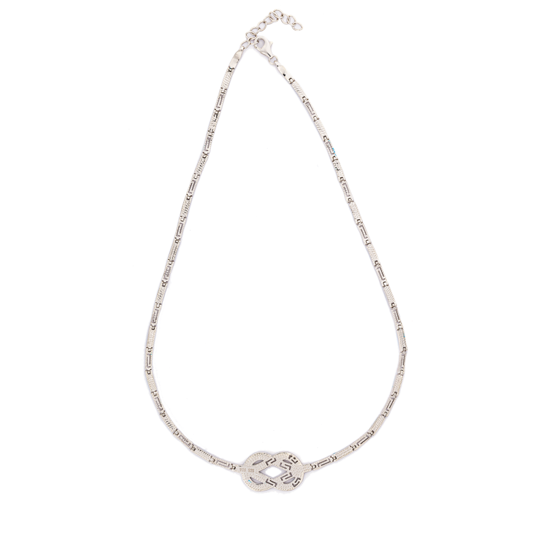 Meander Necklace - Blue Opal and Sterling Silver