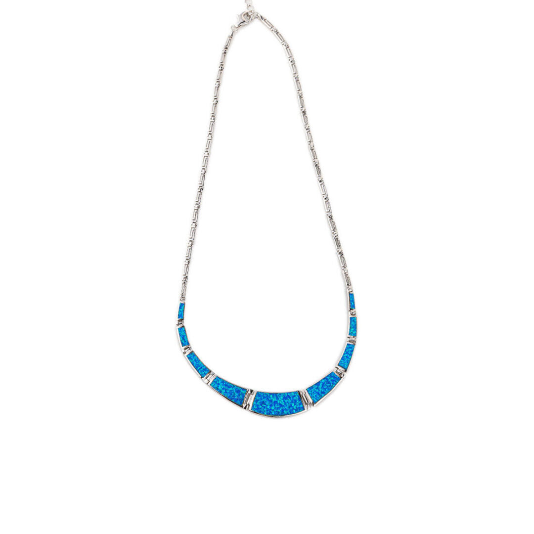 Greek Key Blue Opal necklace