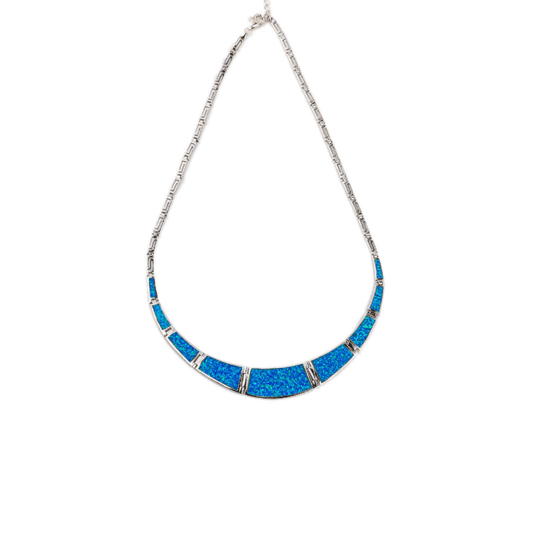 Greek Key Blue Opal necklace