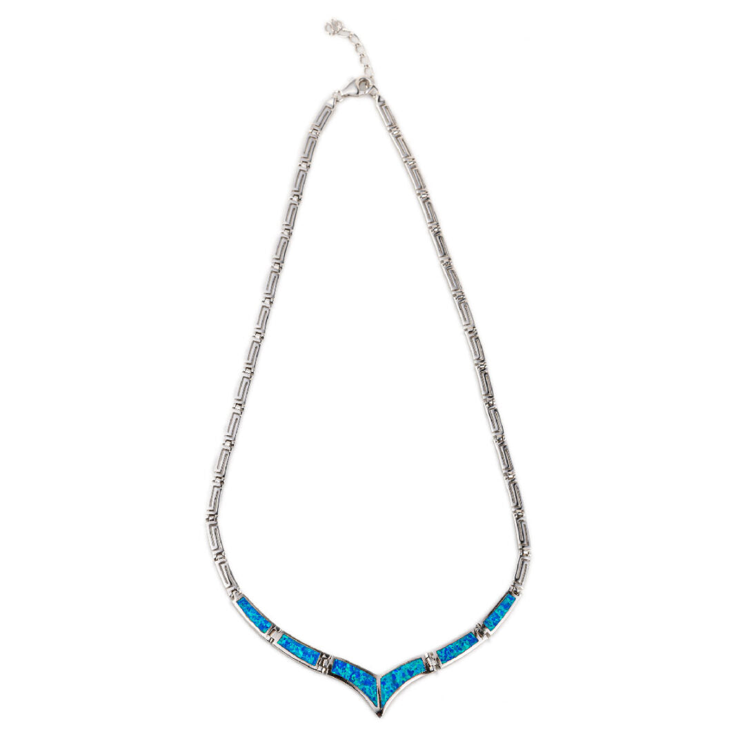 Meander - Blue opal silver necklace