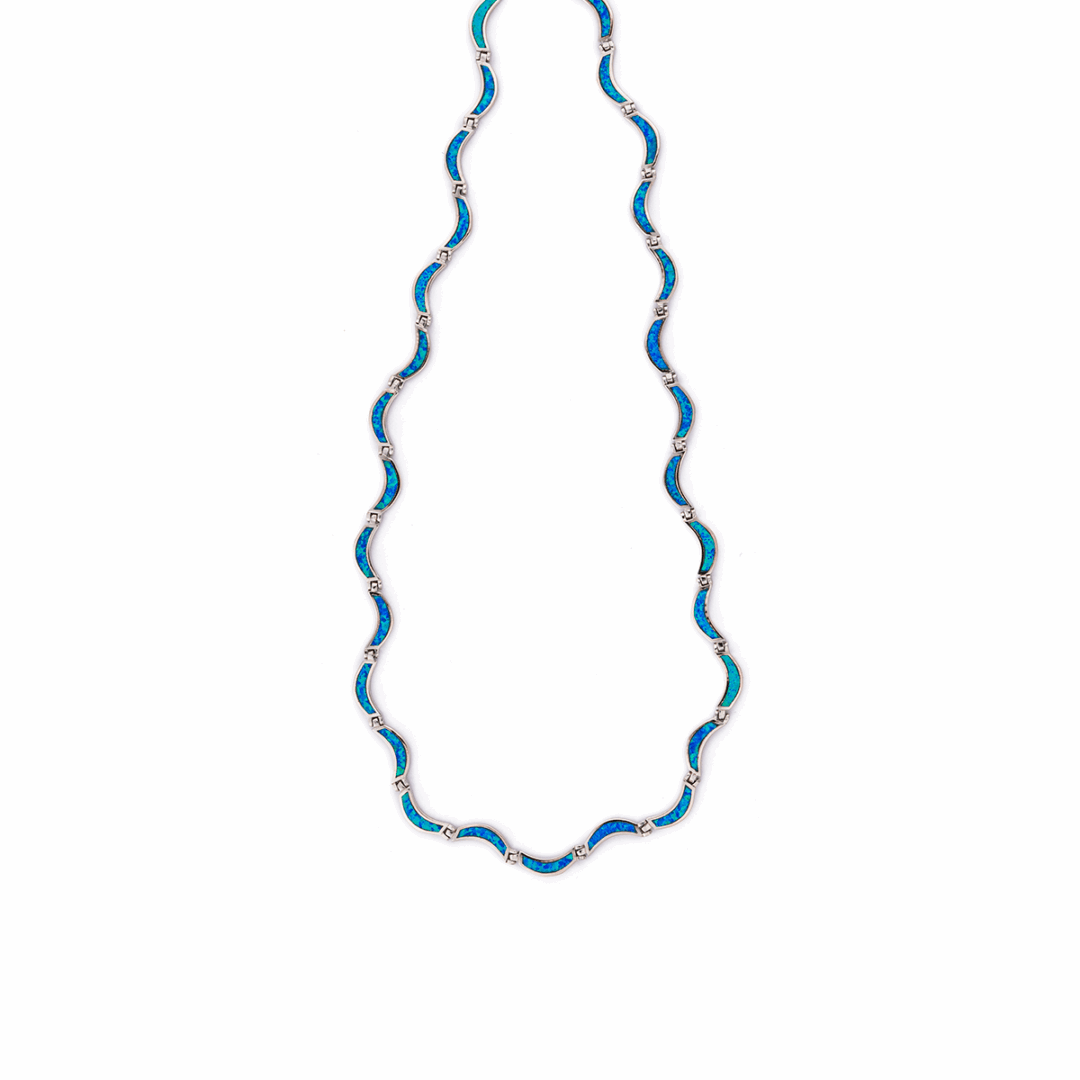 Sterling Silver and Blue Opal Necklace