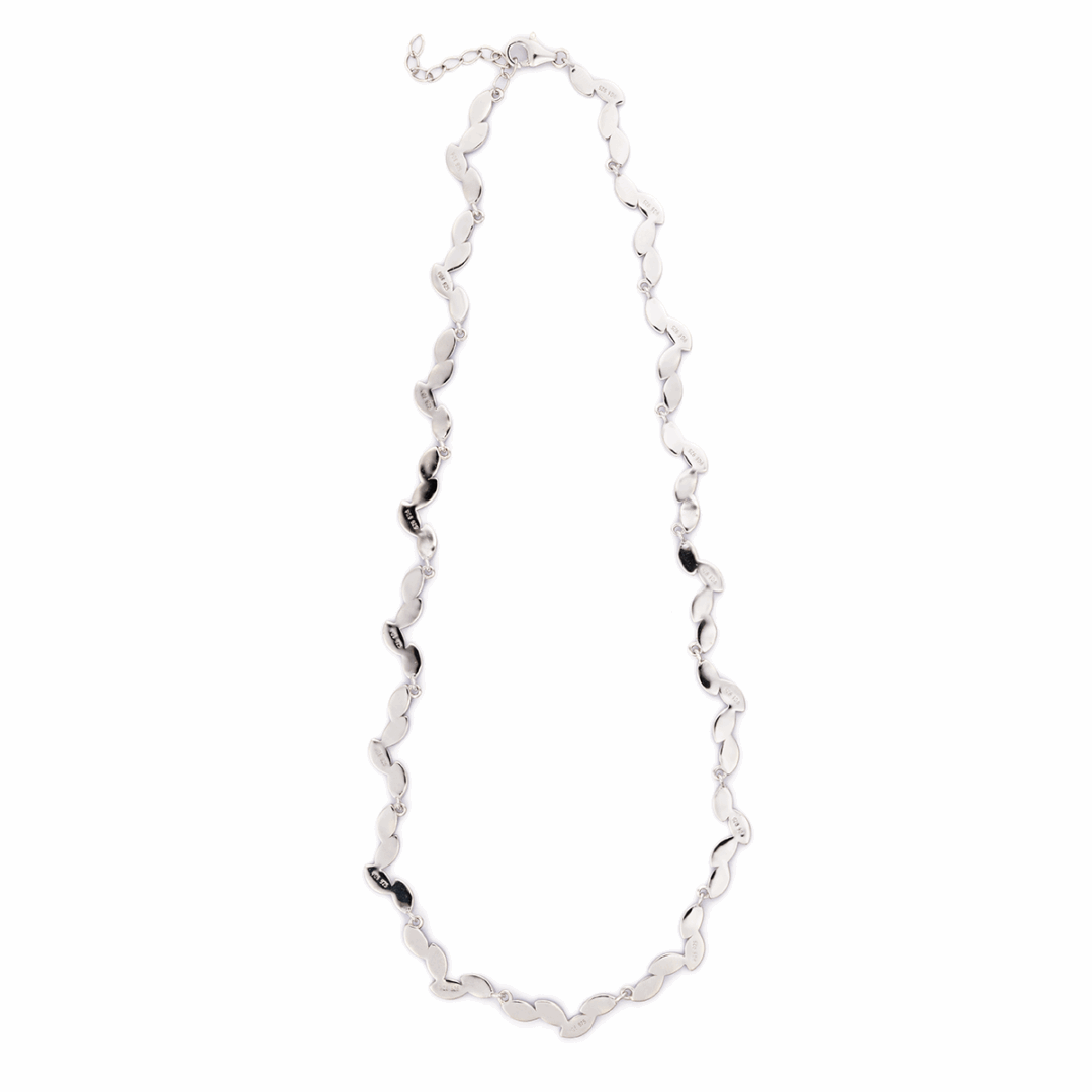Olive Leaf Necklace - Sterling Silver and Blue Opal