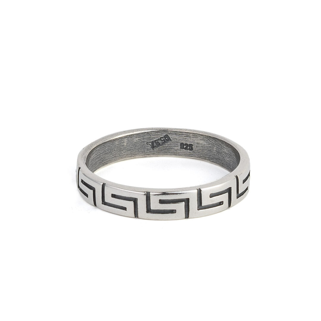 Meandros Greek Key Ring in Sterling Silver