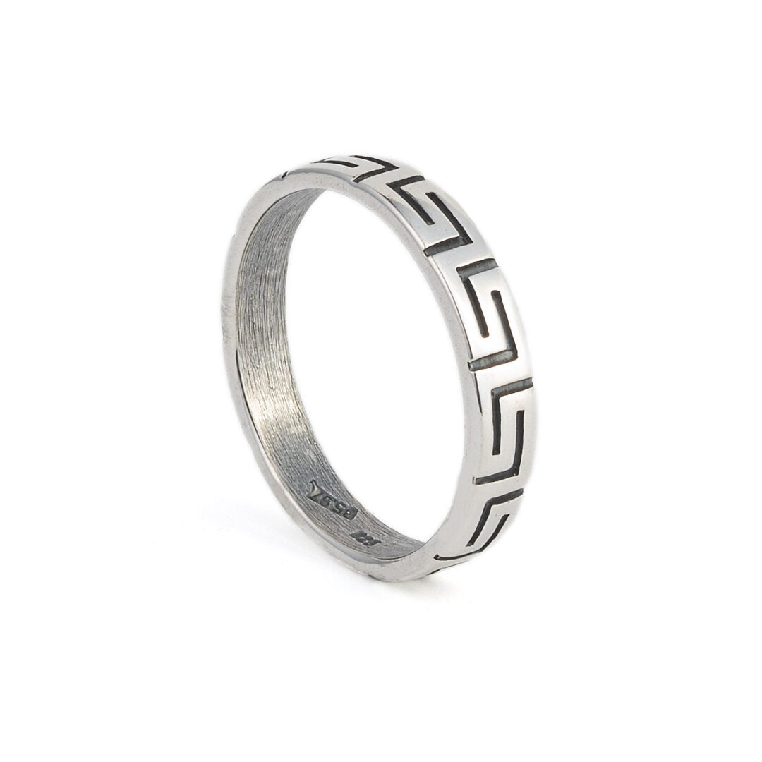 Meandros Greek Key Ring in Sterling Silver