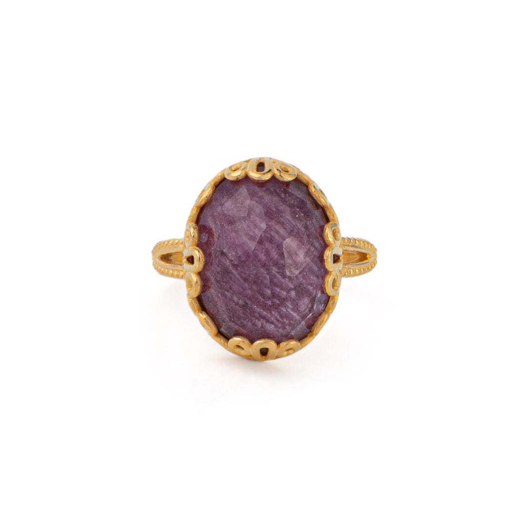 Δαχτυλίδι Οβάλ με Ruby – Ασήμι 925 Επιχρυσωμένο