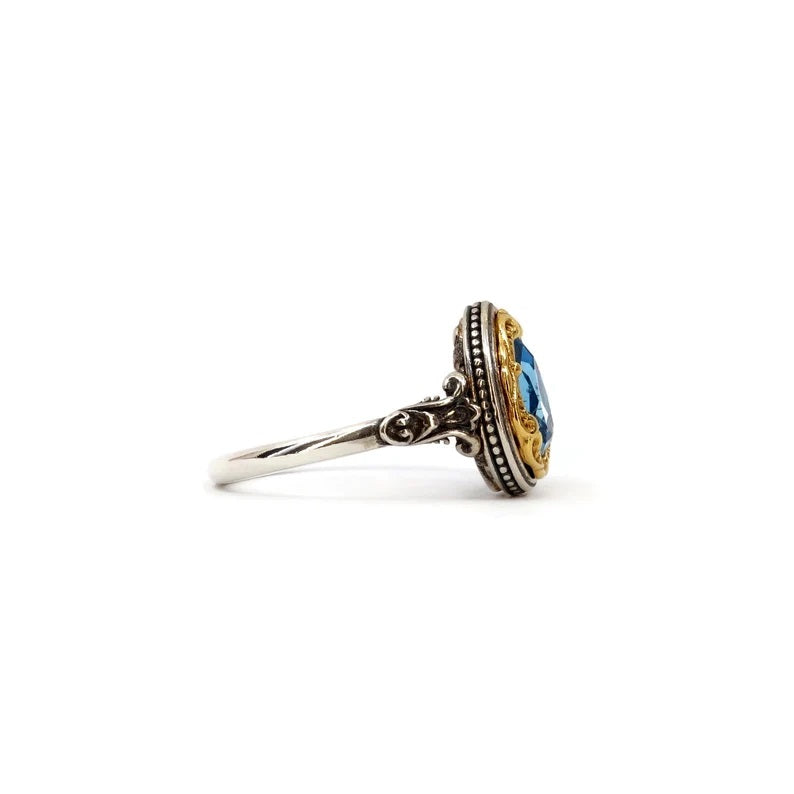 Byzantine Ring with London Blue Topaz Crystal Stone