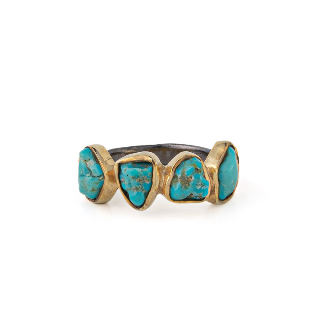 Dainty Turquoise Ring - 925 Sterling Silver and Gold Plated