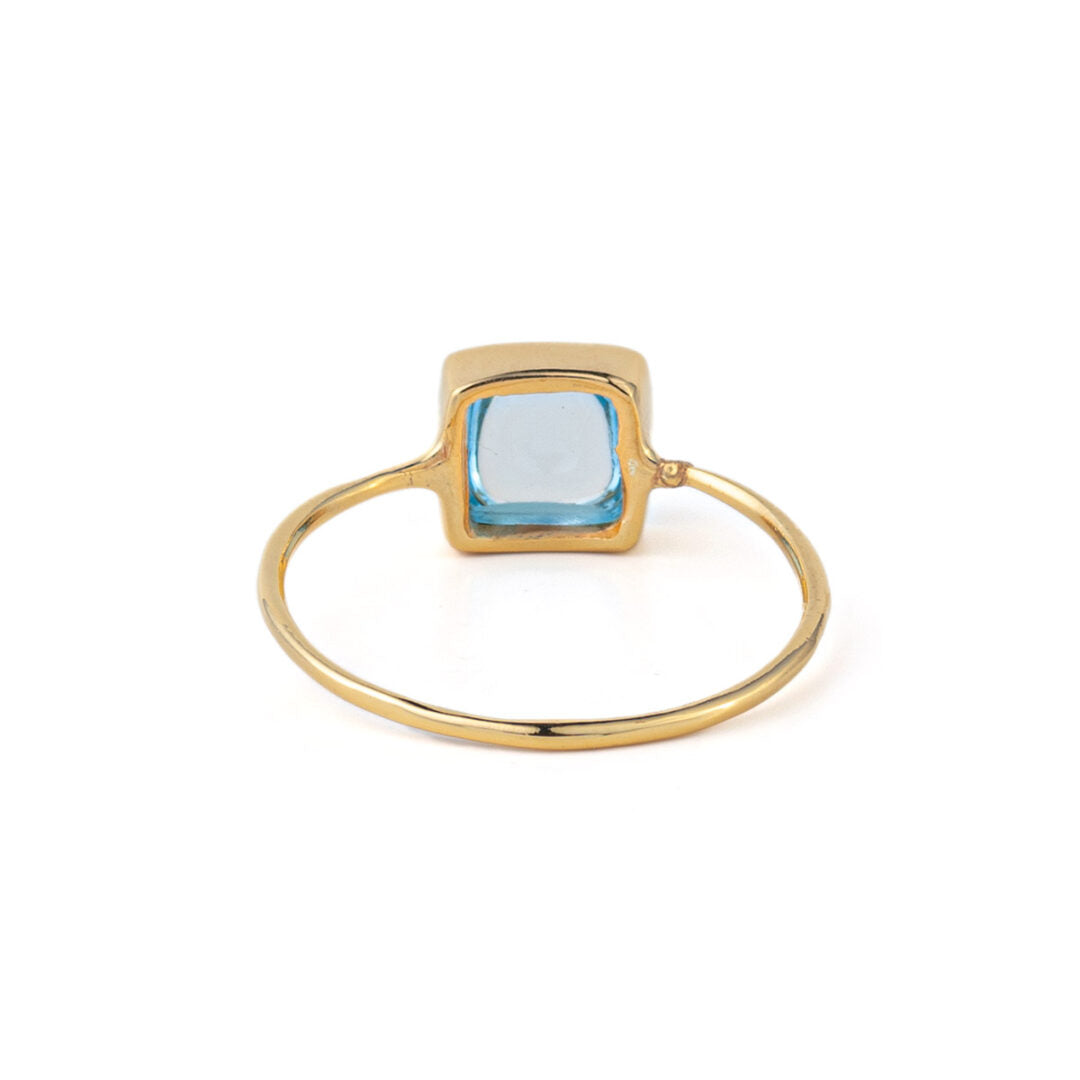 Blue Topaz Gemstone Ring - 925 Sterling Silver and Gold Plated