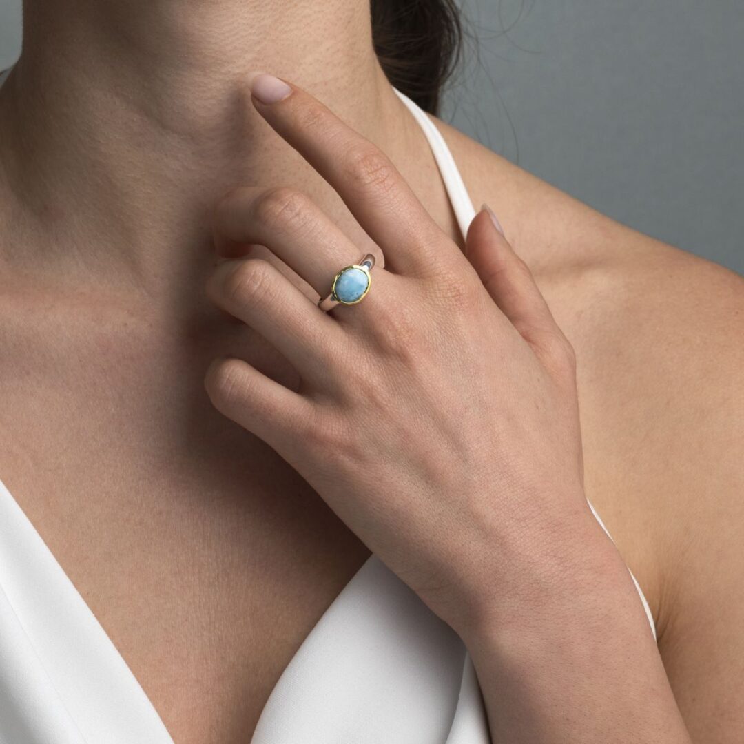 Larimar Ring in 925 Sterling Silver