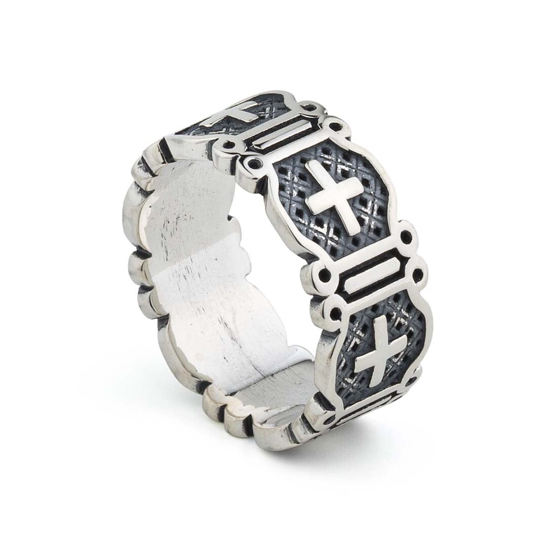 Silver Men's Cross Ring