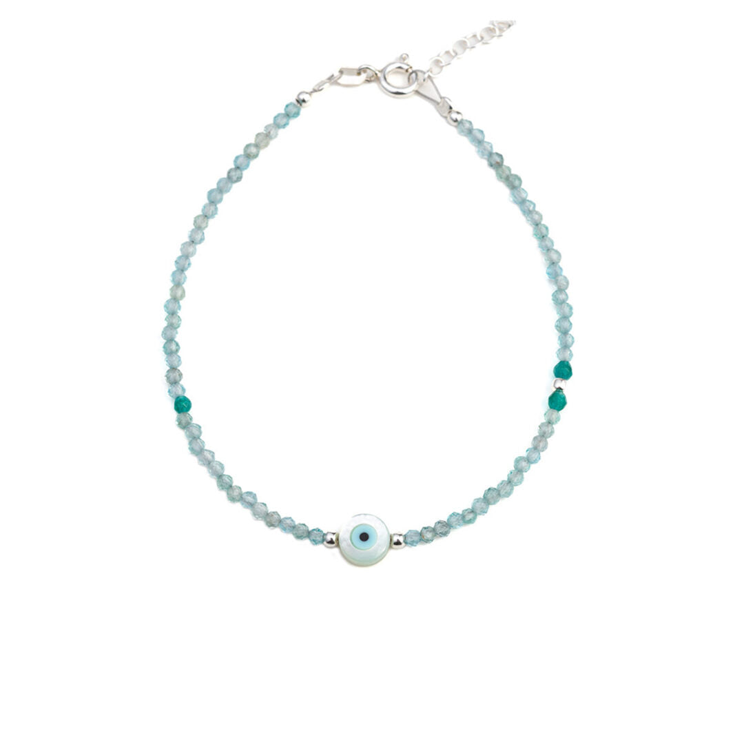 Round Evil Eye Aqua Marine Bracelet