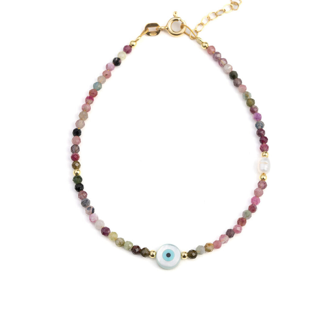 Round Evil Eye Tourmaline Bracelet