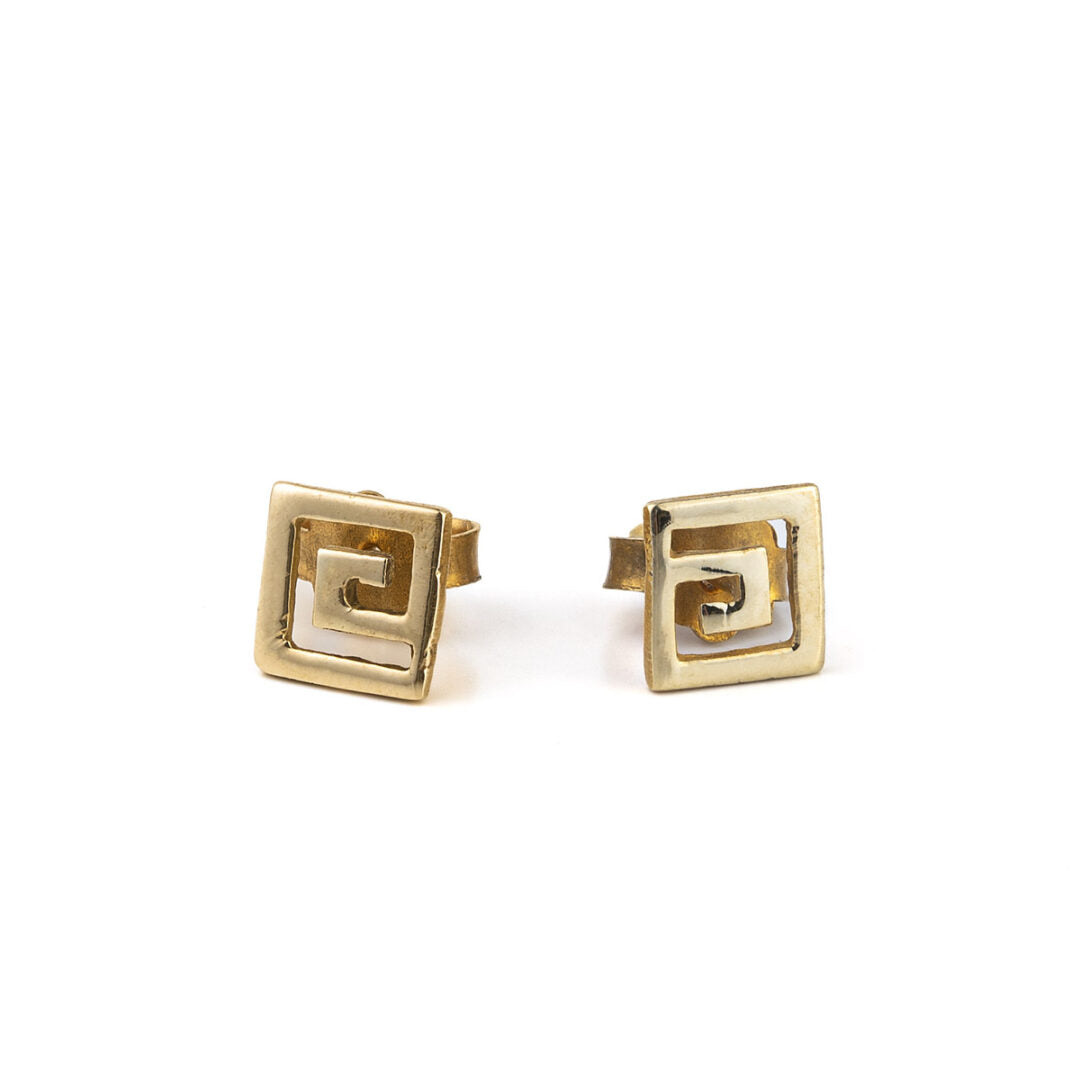 Meander Stud Earrings - Gold 14K