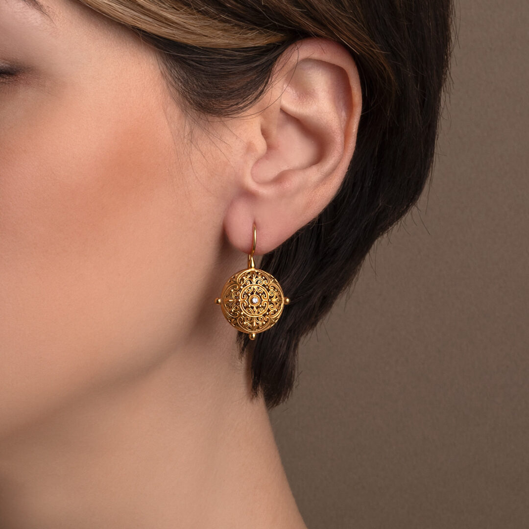 Kallisto Round Earrings Gold plated silver 925