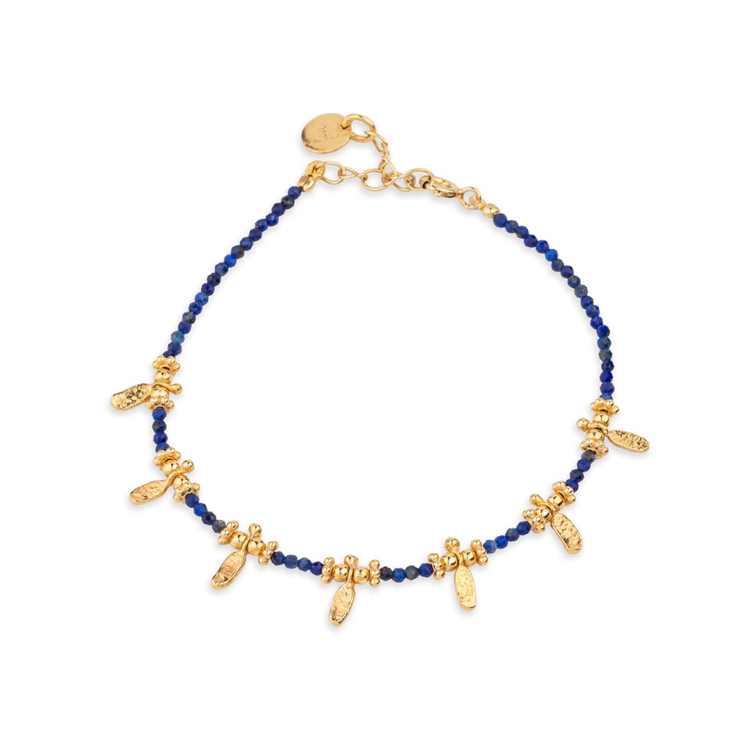 Lapis Lazuli Bracelet in 925 Sterling Silver and Gold Plated
