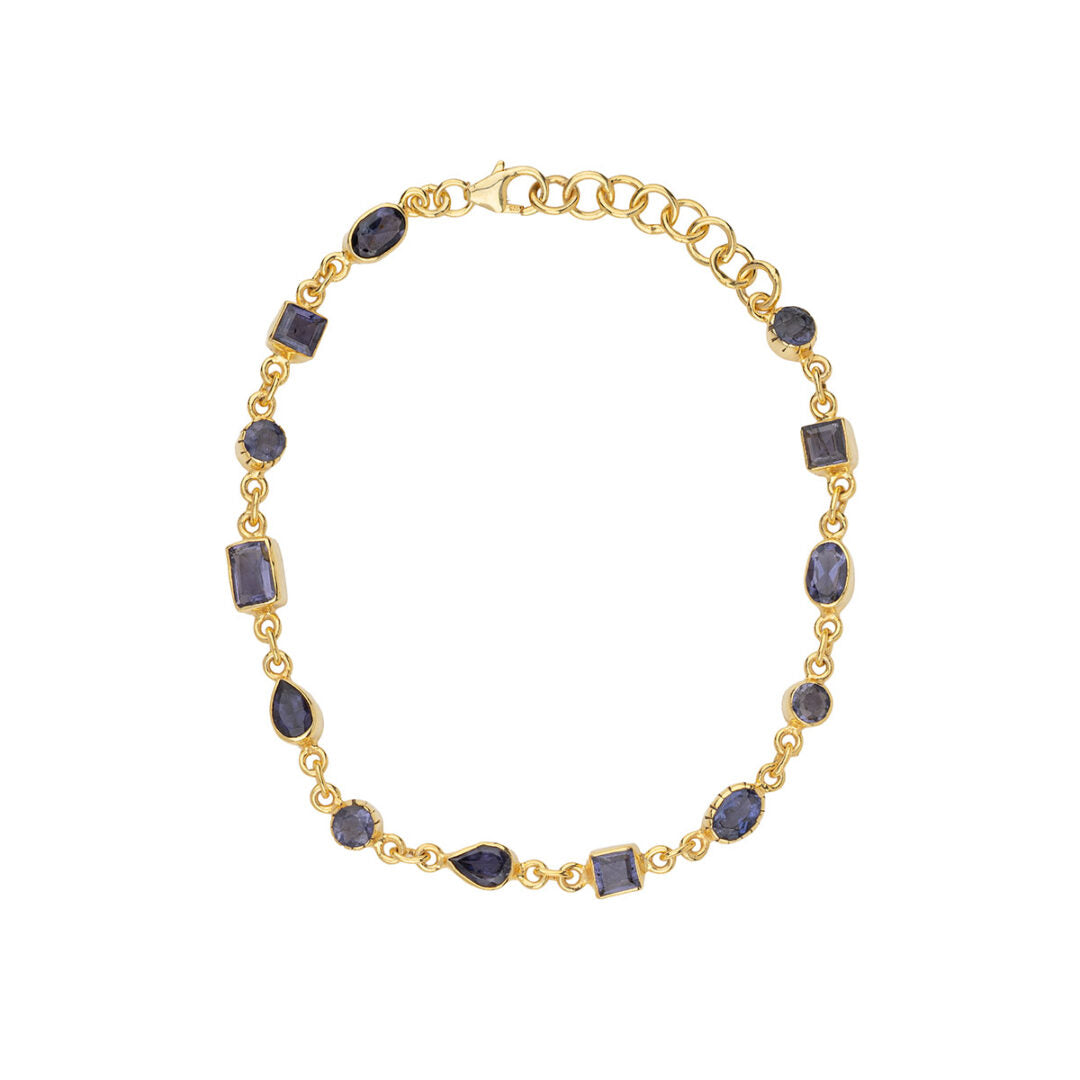 Gemstone Bracelet in 925 Silver Gold Plated