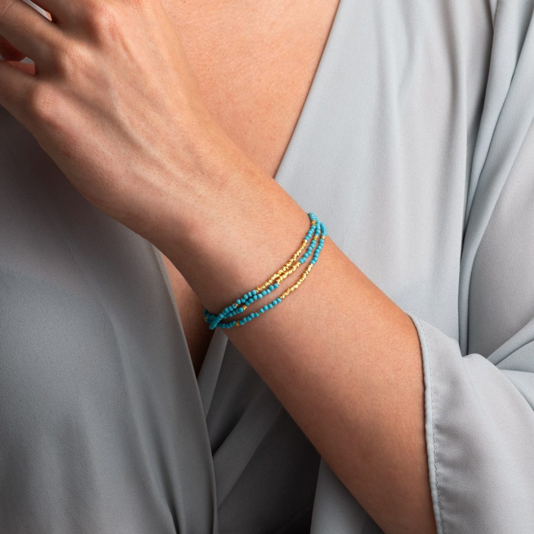 Turquoise Bracelet in 925 Sterling Silver and Gold Plated