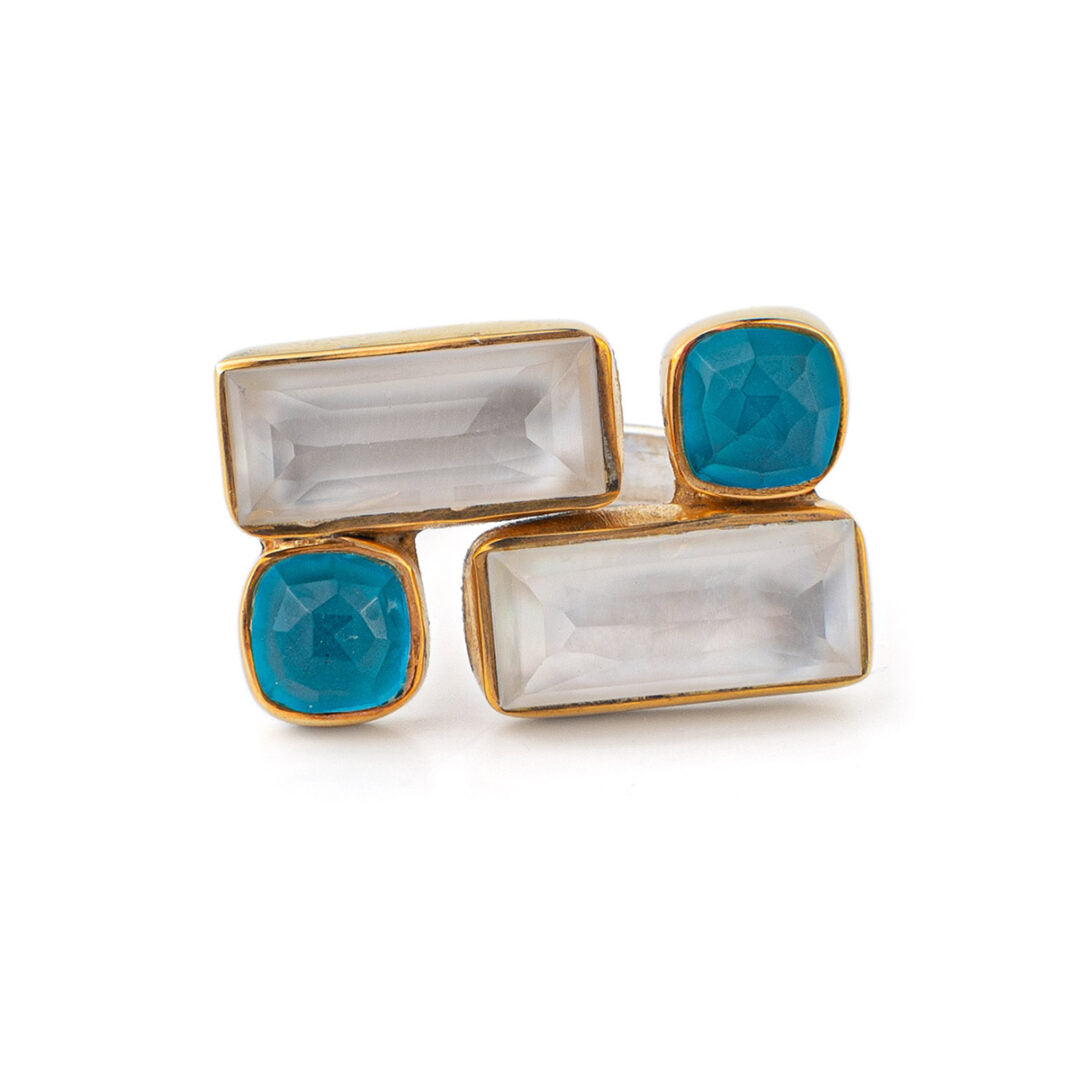 925 Sterling Silver Ring with Fildisi and Pariba