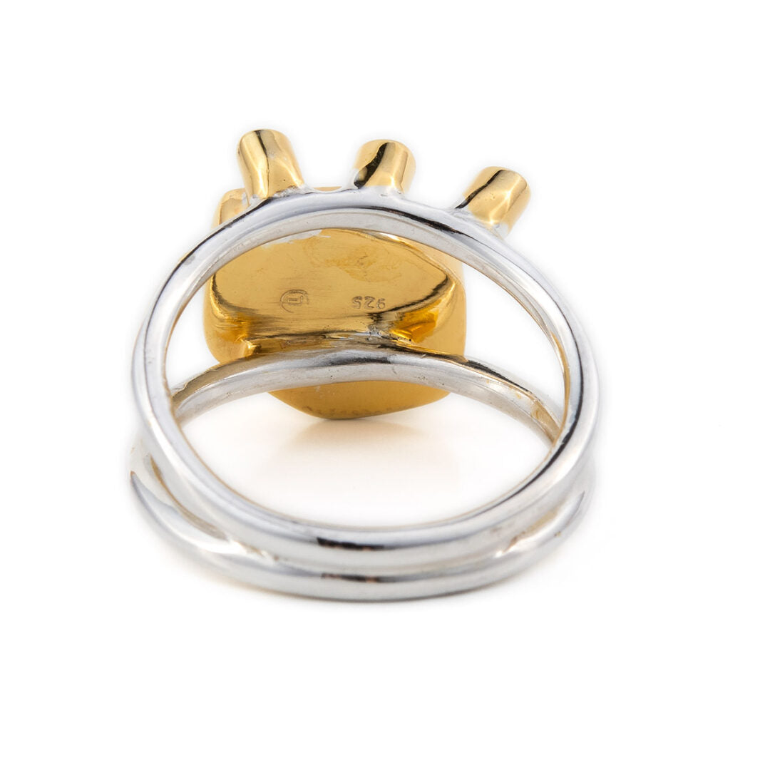 Aquamarine Ring Sterling Silver Gold Plated