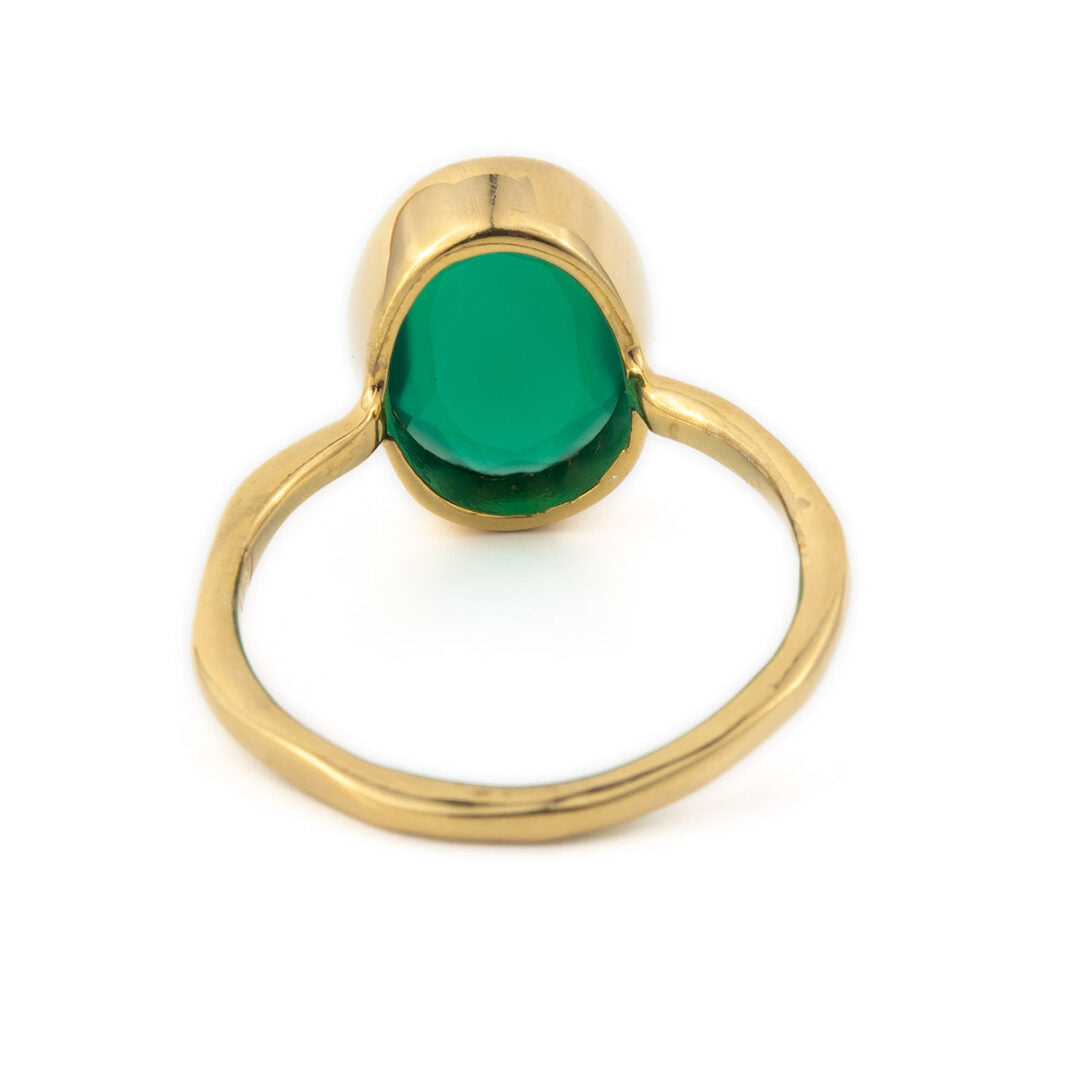 Δαχτυλίδι με Green Chalcedony - Ασήμι 925 και Επιχρυσωμένο