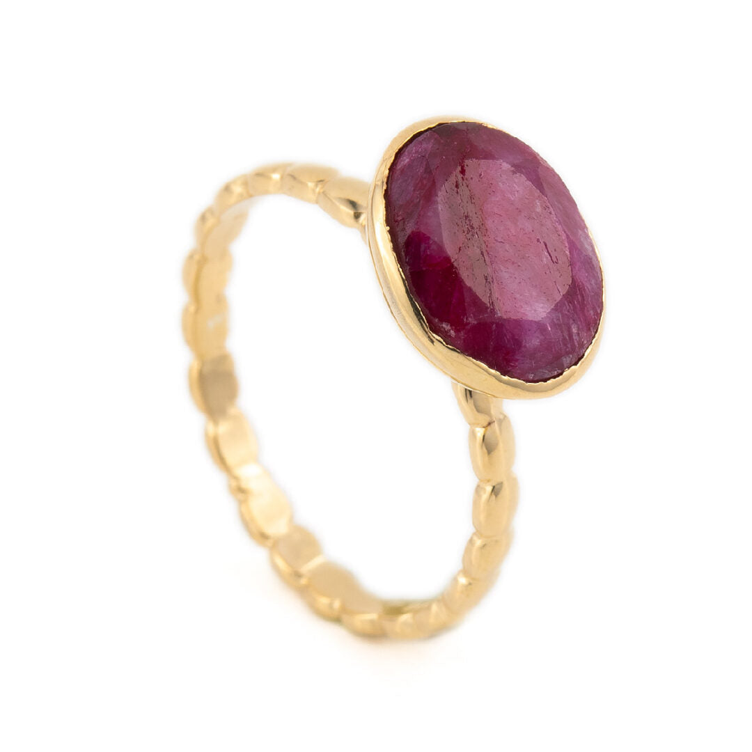 Sterling Silver Gold Plated Rubinite Ring