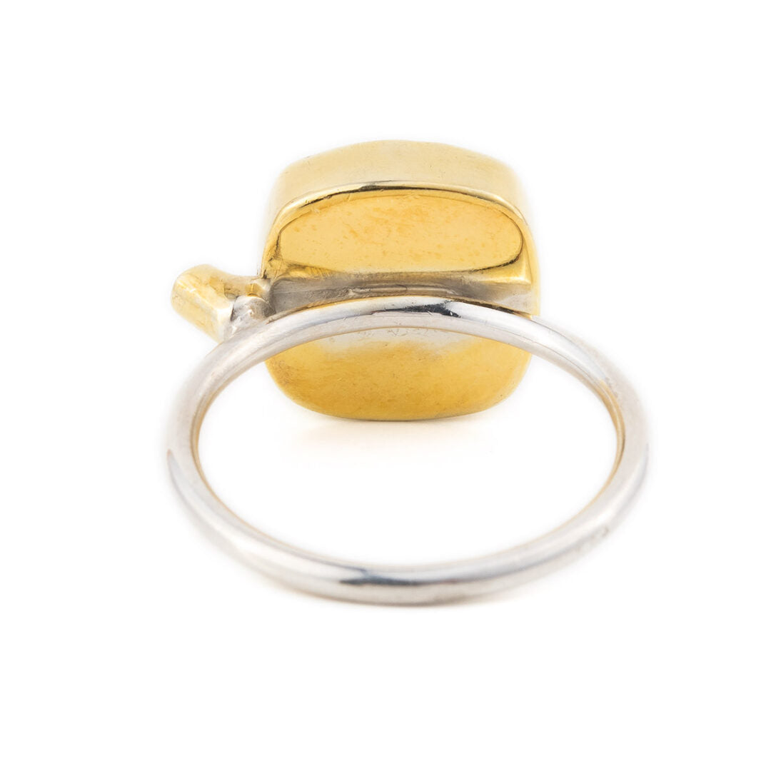 Coral Doublet Ring in Sterling Silver Gold Plated