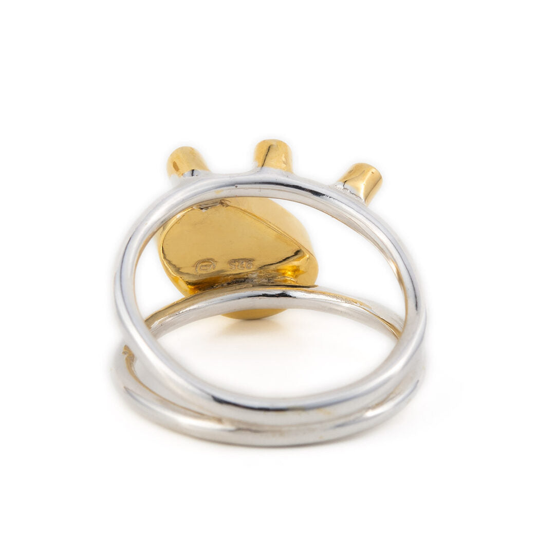 Sterling Silver Gold Plated Ring ~ London Topaz & Zircon
