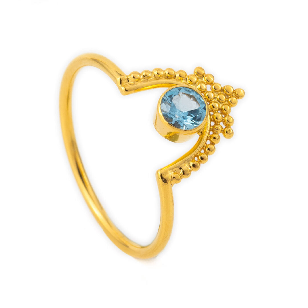 Δαχτυλίδι Blue Topaz - Ασήμι 925 Επιχρυσωμένο