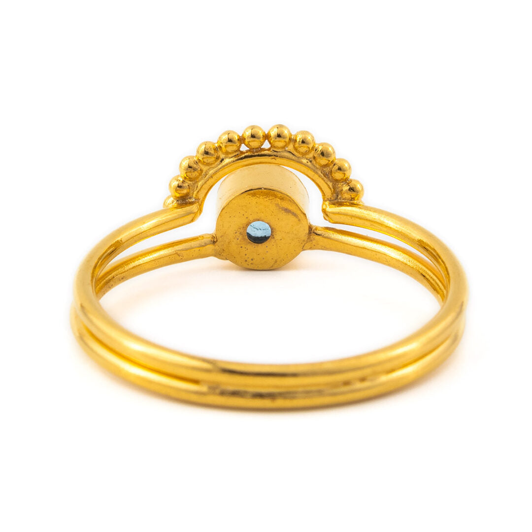 Blue Topaz Ring in Sterling Silver Gold Plated