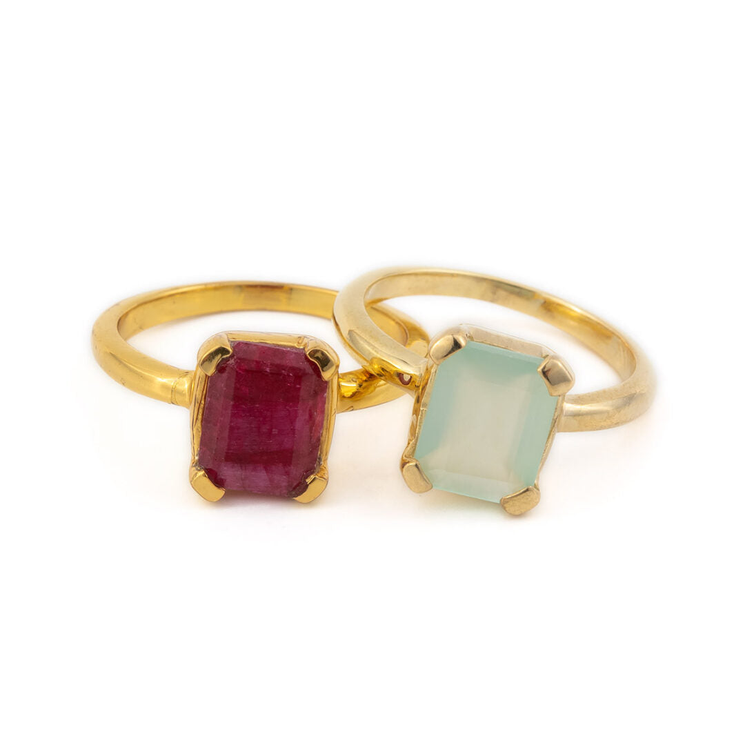 Sterling Silver Gold Plated Rubinite Ring