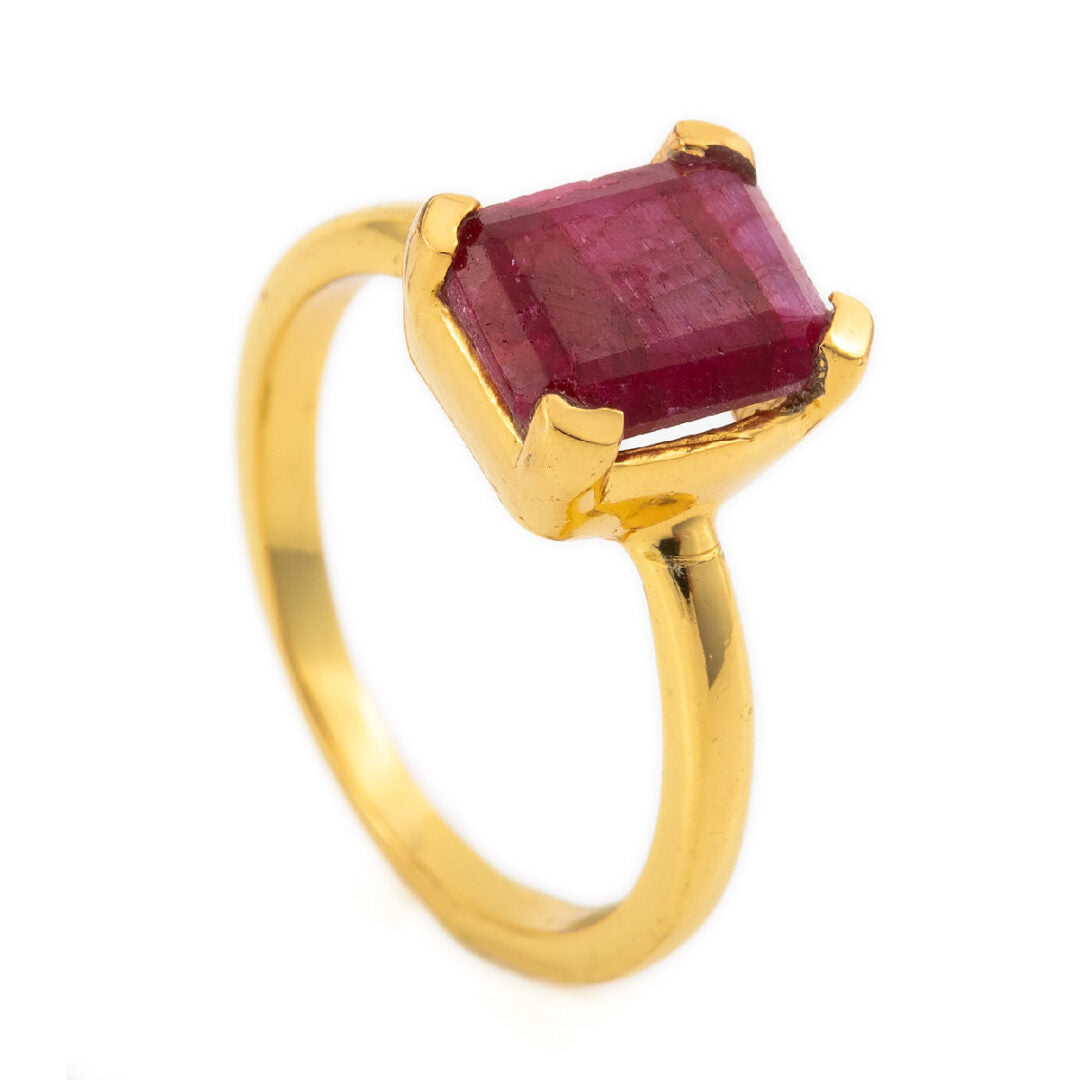 Sterling Silver Gold Plated Rubinite Ring