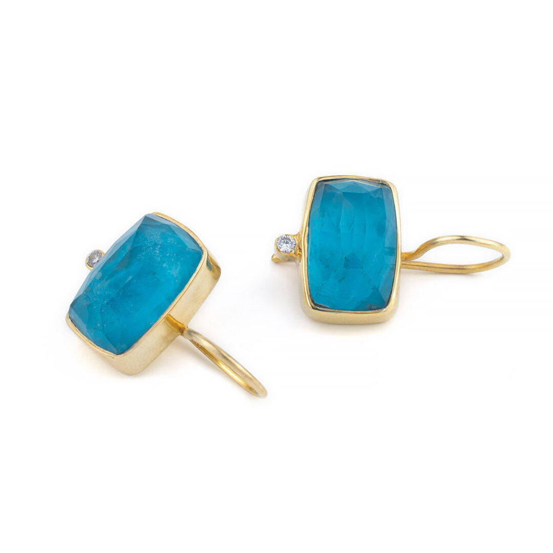 Aqua Apatite Doublet Hook Earrings